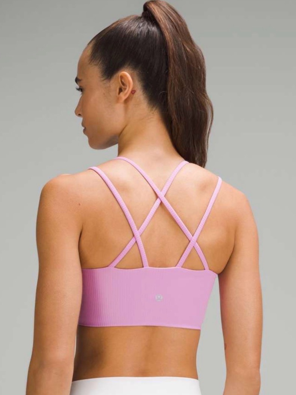 Lululemon Dahlia Mauve Like a Cloud Ribbed Longline Bra Size 8